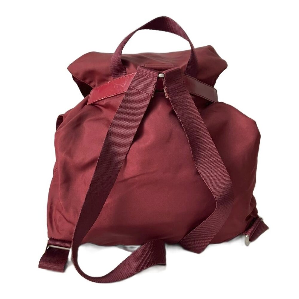 Prada Backpack Daypack Triangle Plate Red